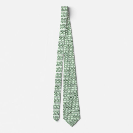 CLASSY GREEN WHITE DAMASK Floral Stropdas (Achterkant)