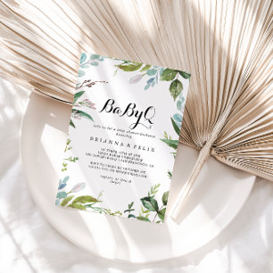 Classy Greenery BabyQ Baby shower Barbecue Kaart