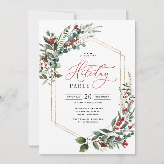 Classy Greenery Berries kerstfeest Kaart (Voorkant)