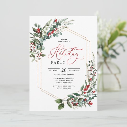 Classy Greenery Berries kerstfeest Kaart (Staand voorkant)