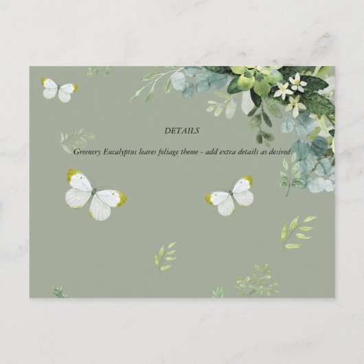 Classy Greenery Foliage Weddenschap redt de data Briefkaart (Achterkant)