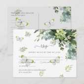 Classy Greenery Foliage Wedding RSVP Briefkaart (Voorkant / Achterkant)