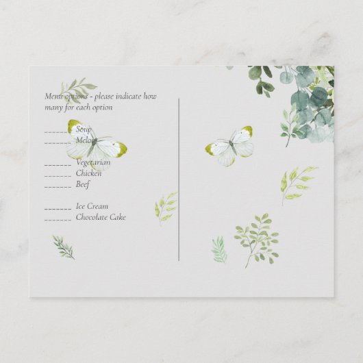 Classy Greenery Foliage Wedding RSVP Briefkaart (Achterkant)