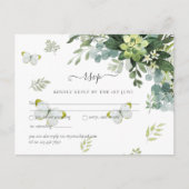Classy Greenery Foliage Wedding RSVP Briefkaart (Voorkant)