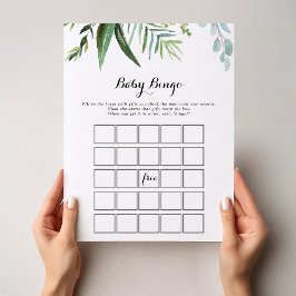Classy Greenery Tropical Baby Bingo Shower Game
