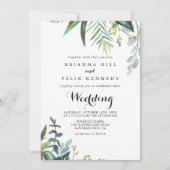 Classy Greenery Tropical Front & Back Wedding Kaart (Voorkant)