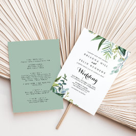 Classy Greenery Tropical Front & Back Wedding Kaart