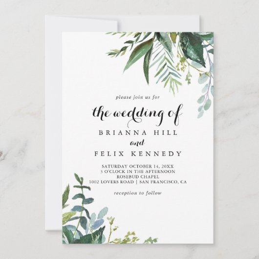 Classy Greenery Tropical laat het huwelijk van Kaart (Voorkant)