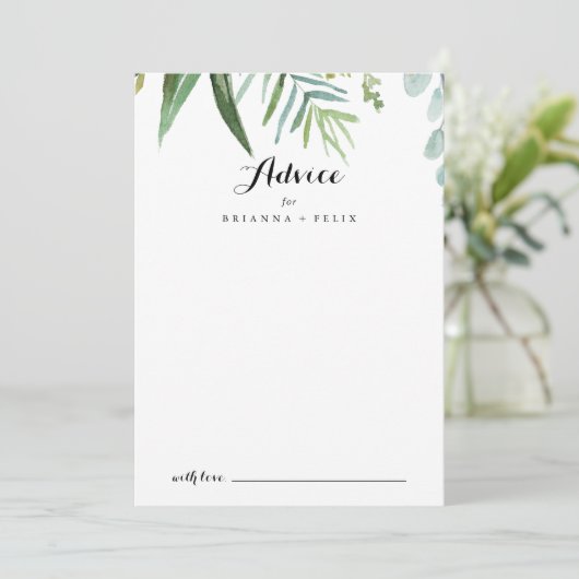 Classy Greenery Tropical Leaves Wedding Advieskaart (Staand voorkant)