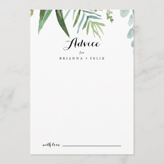 Classy Greenery Tropical Leaves Wedding Advieskaart (Voorkant)