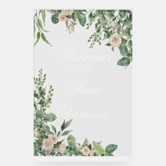 Classy Greenery Welcome Sign Acryl Bord (Voorkant)