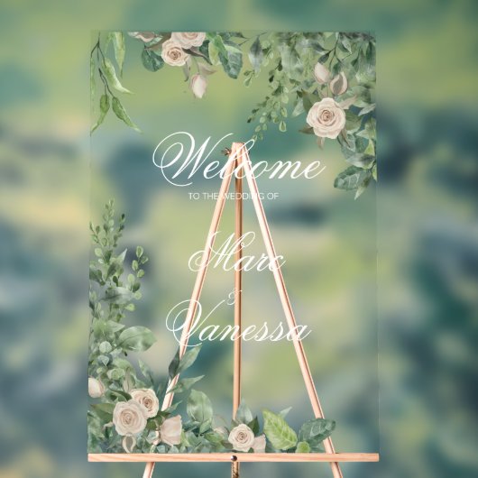 Classy Greenery Welcome Sign Acryl Bord (Neutraal)