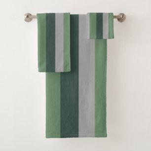 Classy Greens en Grey Striped Pattern Bad Handdoek