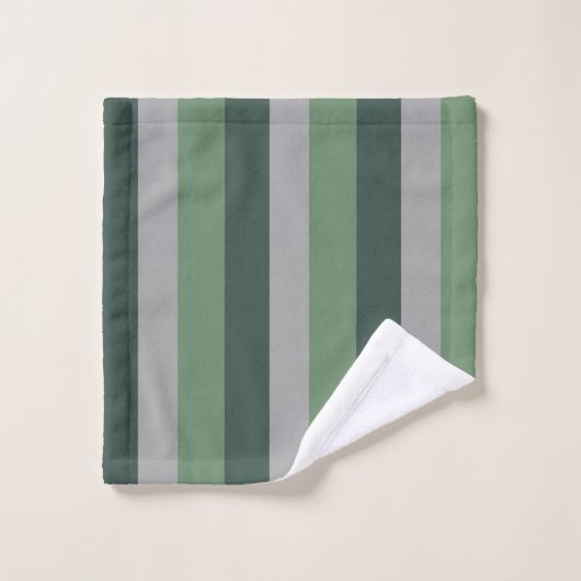 Classy Greens en Grey Striped Pattern Bad Handdoek (Wasdoekje)