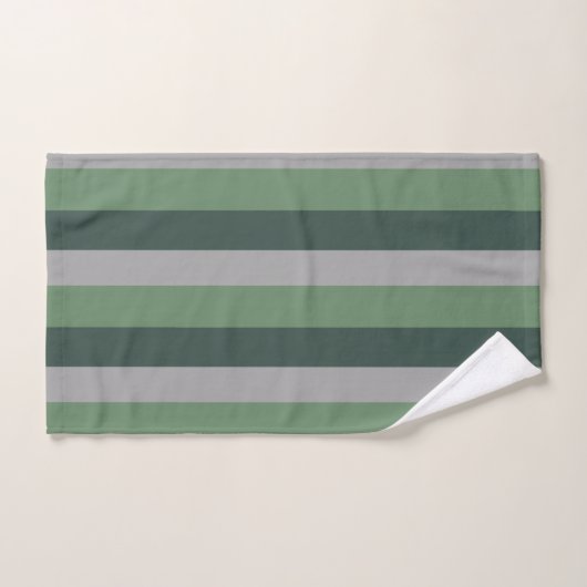 Classy Greens en Grey Striped Pattern Bad Handdoek (Handdoek)