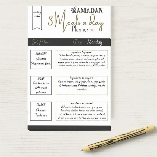 Classy Greeny Ramadan 3 maaltijden per dag Planner Post-it® Notes