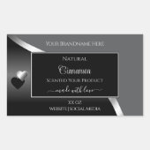 Classy Grey Black Wavy Silver Hearts Product Label (Voorkant)