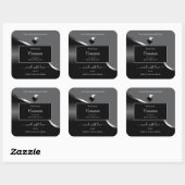 Classy Grey Black Wavy Silver Hearts Product Label (Vel)