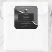 Classy Grey Black Wavy Silver Hearts Product Label (Tas)