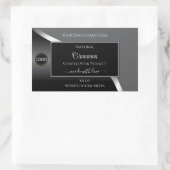 Classy Grey Black Wavy Silver Logo Productlabels Rechthoekige Sticker (Tas)