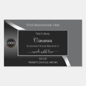 Classy Grey Black Wavy Silver Logo Productlabels Rechthoekige Sticker (Voorkant)