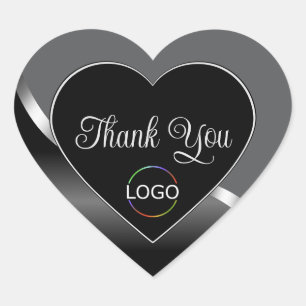 Classy Grey Black Wavy Silver Logo Schattige Bedan Hart Sticker