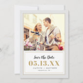 Classy Grey en Gold Photo Save the Date (Voorkant)