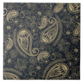 Classy Grey Gold Glitter Paisley Floral Pattern Tegeltje (Voorkant)