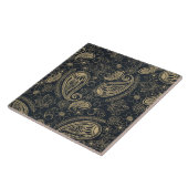 Classy Grey Gold Glitter Paisley Floral Pattern Tegeltje (Zijkant)