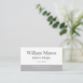 Classy Grey & White Monogram Visitekaartje (Staand voorkant)