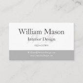 Classy Grey & White Monogram Visitekaartje (Voorkant)