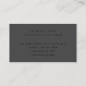 Classy Grey Zwart Eenvoudig Monogram Modern Elegan Visitekaartje (Achterkant)