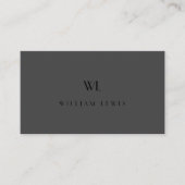 Classy Grey Zwart Eenvoudig Monogram Modern Elegan Visitekaartje (Voorkant)