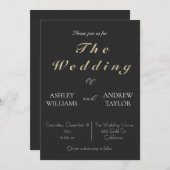 Classy Grijs Elegant Gouden Tekst Bruiloft Kaart (Voorkant / Achterkant)