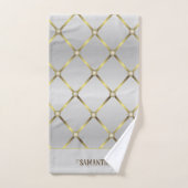 Classy Grijs Wit en Goud Geometrisch Netwerk Bad Handdoek (Handdoek)