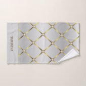 Classy Grijs Wit en Goud Geometrisch Netwerk Bad Handdoek (Handdoek)