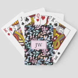 Classy groen gepersonaliseerd monogram pokerkaarten