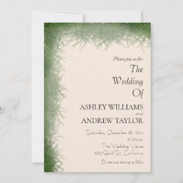 Classy Groen Kruidpatroon Beige Elegante Bruiloft Kaart