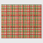 Classy Groen Rode Waterverf Plaid Kunstpatroon Cadeaupapier (Vlak)