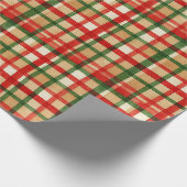 Classy Groen Rode Waterverf Plaid Kunstpatroon Cadeaupapier (Hoek)