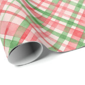 Classy Groen Roze Rode Waterverf Plaid Art Pattern Cadeaupapier (Rol Hoek)