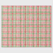 Classy Groen Roze Rode Waterverf Plaid Art Pattern Cadeaupapier (Vlak)