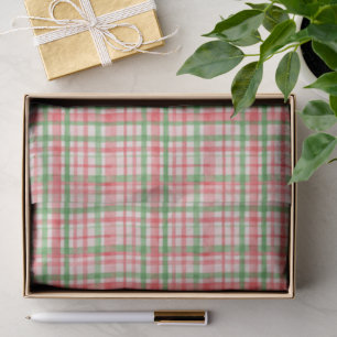 Classy Groen Roze Rode Waterverf Plaid Art Pattern Tissuepapier