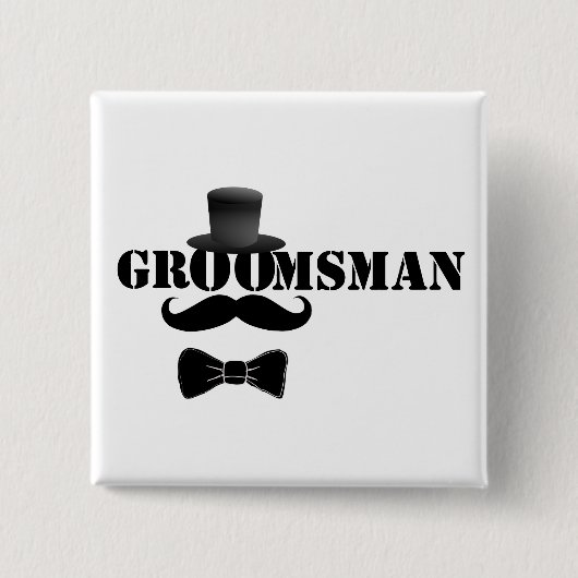 Classy Groomsman Top Hat en Mustache Vierkante Button 5,1 Cm (Voorkant)