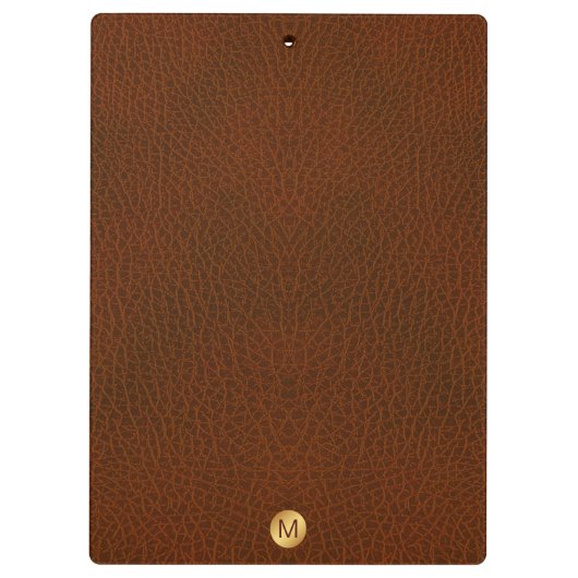 Classy Grown Leather Texture Monogram Initialen Klembord (Achterkant)