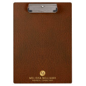 Classy Grown Leather Texture Monogram Initialen Klembord (Voorkant)