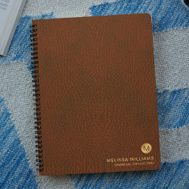 Classy Grown Leather Texture Monogram Initialen Notitieboek