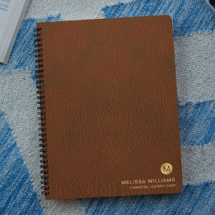 Classy Grown Leather Texture Monogram Initialen Notitieboek