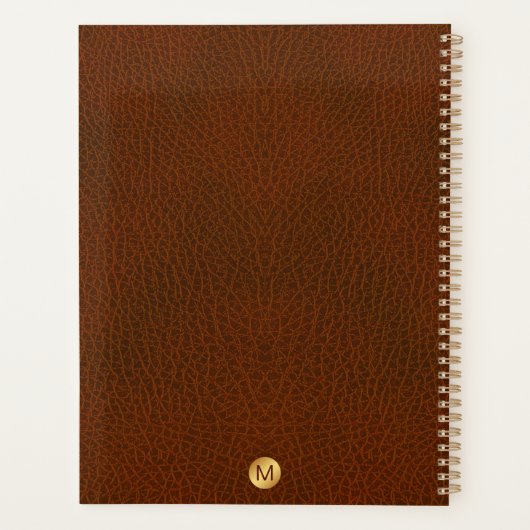 Classy Grown Leather Texture Monogram Initialen Planner (Achterkant)