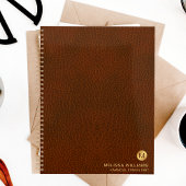 Classy Grown Leather Texture Monogram Initialen Planner